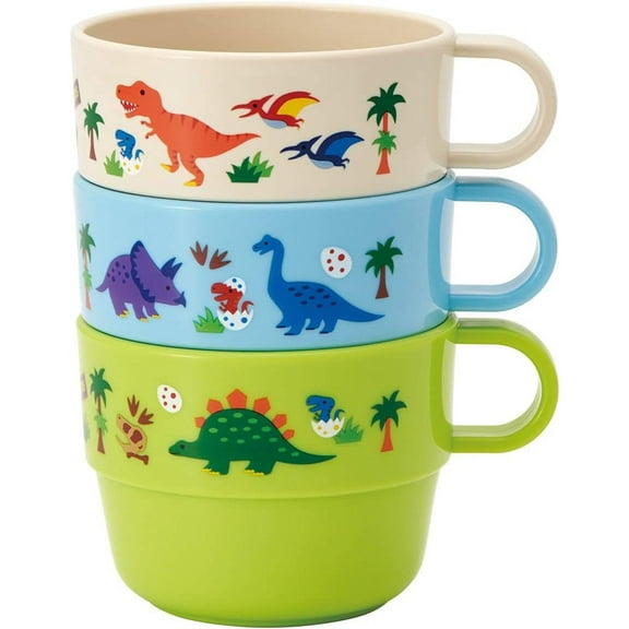 3 Different Children's Dinosaur Cups from Japan Featuring Tyrannosaurus and Others by Skater