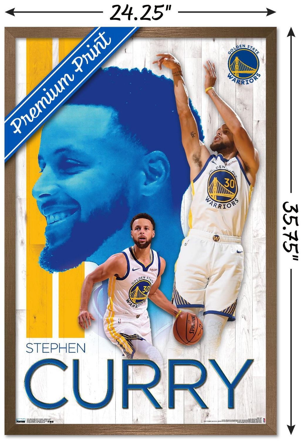 NBA Golden State Warriors - Stephen Curry 19 Wall Poster, 22.375" x 34" Framed