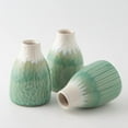 thumbnail image 1 of Emerald Snow Color Vase Set of 3,Modern Ceramic Reactive Glaze Vase for Home Décor, Decorative Farmhouse Vase for Living Room,Mantel,Bathroom,Covered Patio,Wheat,Diamond Pattern, 1 of 1