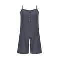 thumbnail image 4 of LADIGASU Women's Solid Color Loose Sleeveless Pocket Wide Leg Shorts Jumpsuit Overalls, 4 of 7