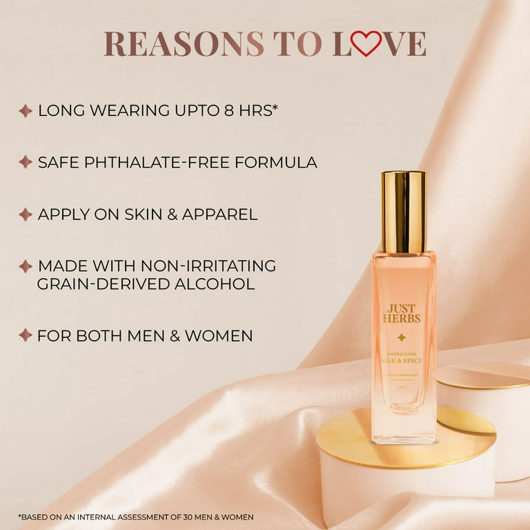 Just Herbs Long Lasting Scent Luxury Perfume for Men Women Pocket Parfum EDP Silk and Spice 20 ml