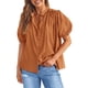 thumbnail image 1 of Camisa PRETTYGARDEN de verano con botones, cuello en V, marrón y amarillo, talla XXL, 1 of 9