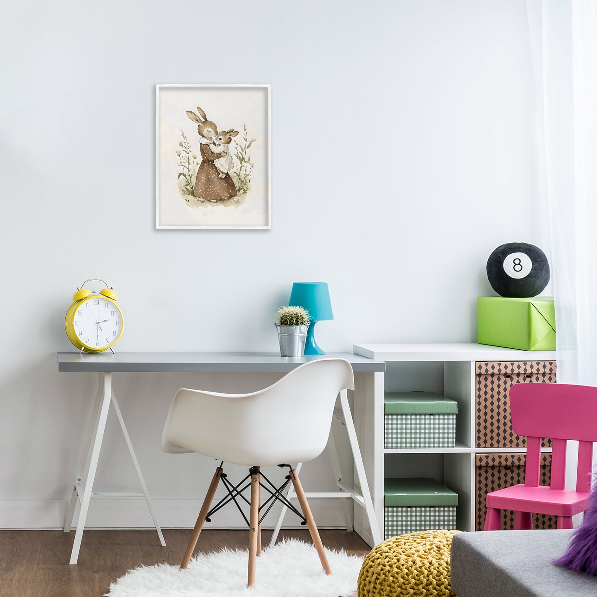 Stupell Industries A Mother's Love Rabbits White Framed Giclee Art, design by Arlington Prints