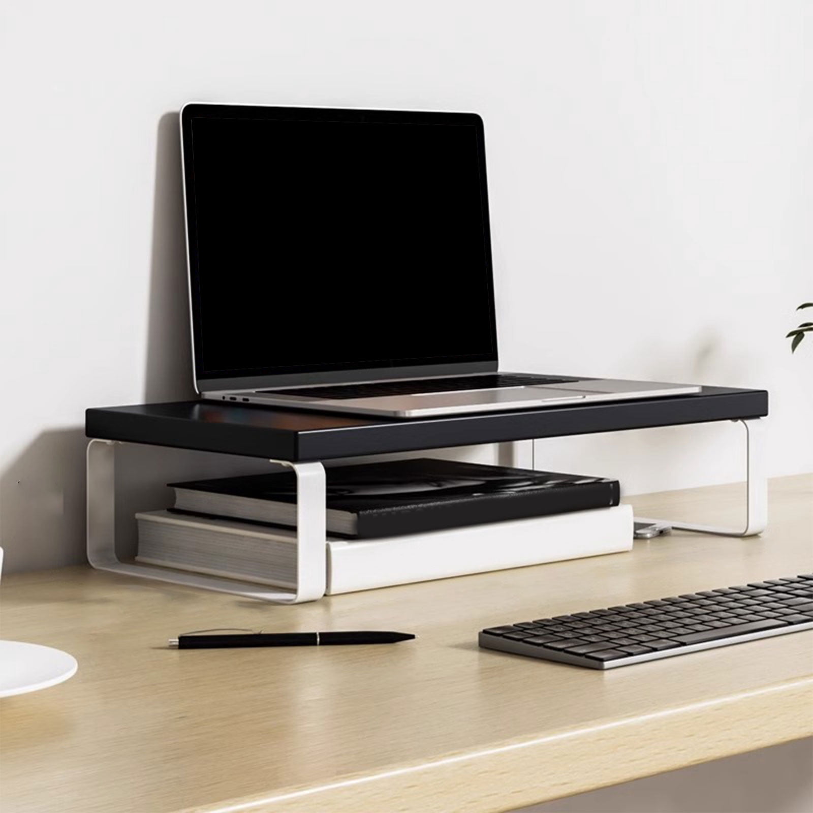 Monitor Riser Stand for Desk with Storage Shelf, Wood Desktop Organizer for Computer Monitor, Laptop, Printer, Home Office Accessories