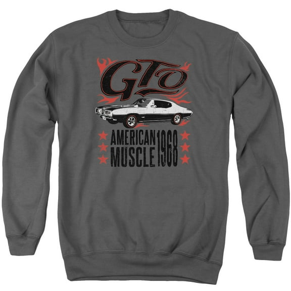 Pontiac Gto Flames Adult Crewneck Sweatshirt Charcoal
