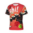 thumbnail image 3 of Yiaed Sushi Print Mens Short Sleeve Tight Fit T-Shirt, Crewneck Casual Tee-X-Large, 3 of 5