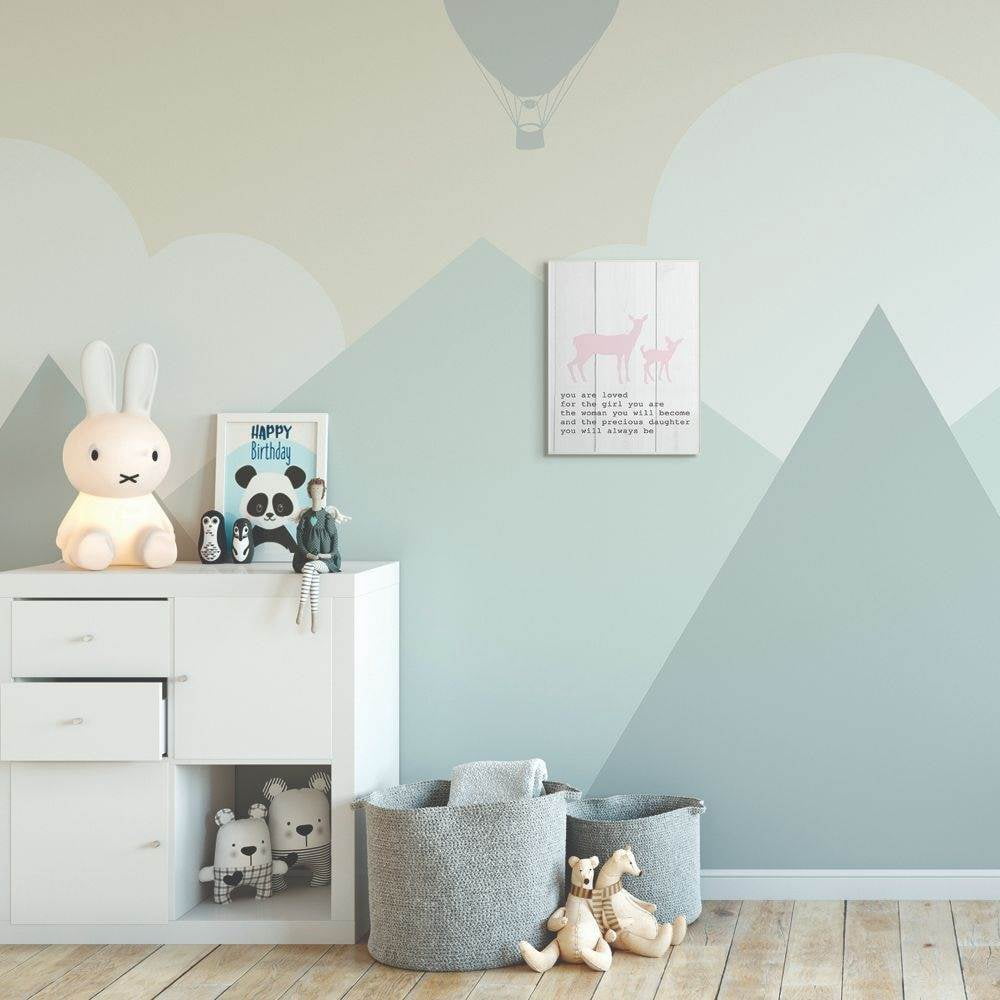 The Kids Room by Stupell Kids Inspirational Word Girls Deer Family Animal Design Wall Plaque Art by Daphne Polselli
