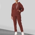 thumbnail image 2 of WEIYLL Women Outfits Sets Unisex Hoodie Sweatpants Long Sleeve Brick Red Fall Outfit Suit ,size L, 2 of 7