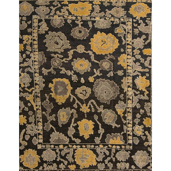 Ahgly Company Machine Washable Indoor Rectangle Abstract Charcoal Black Area Rugs, 7' x 9'