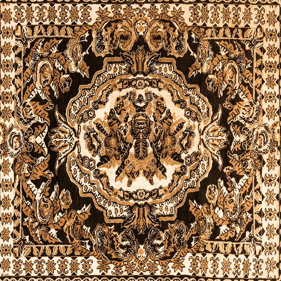 Ahgly Company Indoor Square Medallion Orange French Area Rugs, 4' Square