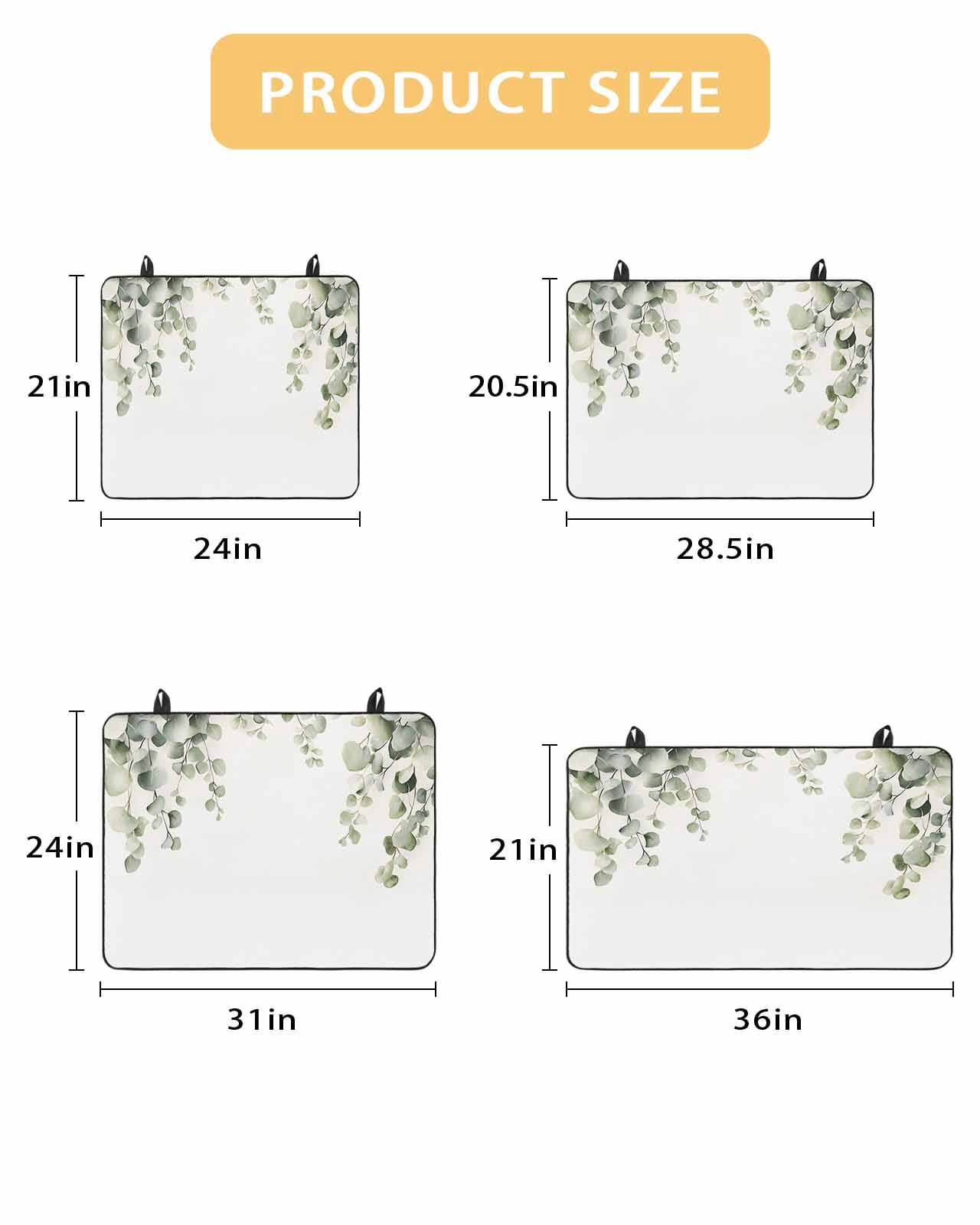 nqOlkjepod Large Induction Cooktop Protector Mat 24"x21", Sage Green Leaves Stove Top Covers for Electric Stove, Watercolor Spring Botanical Eucalyptus Stove Burner Cover Mats, Glass Top Stove Cover
