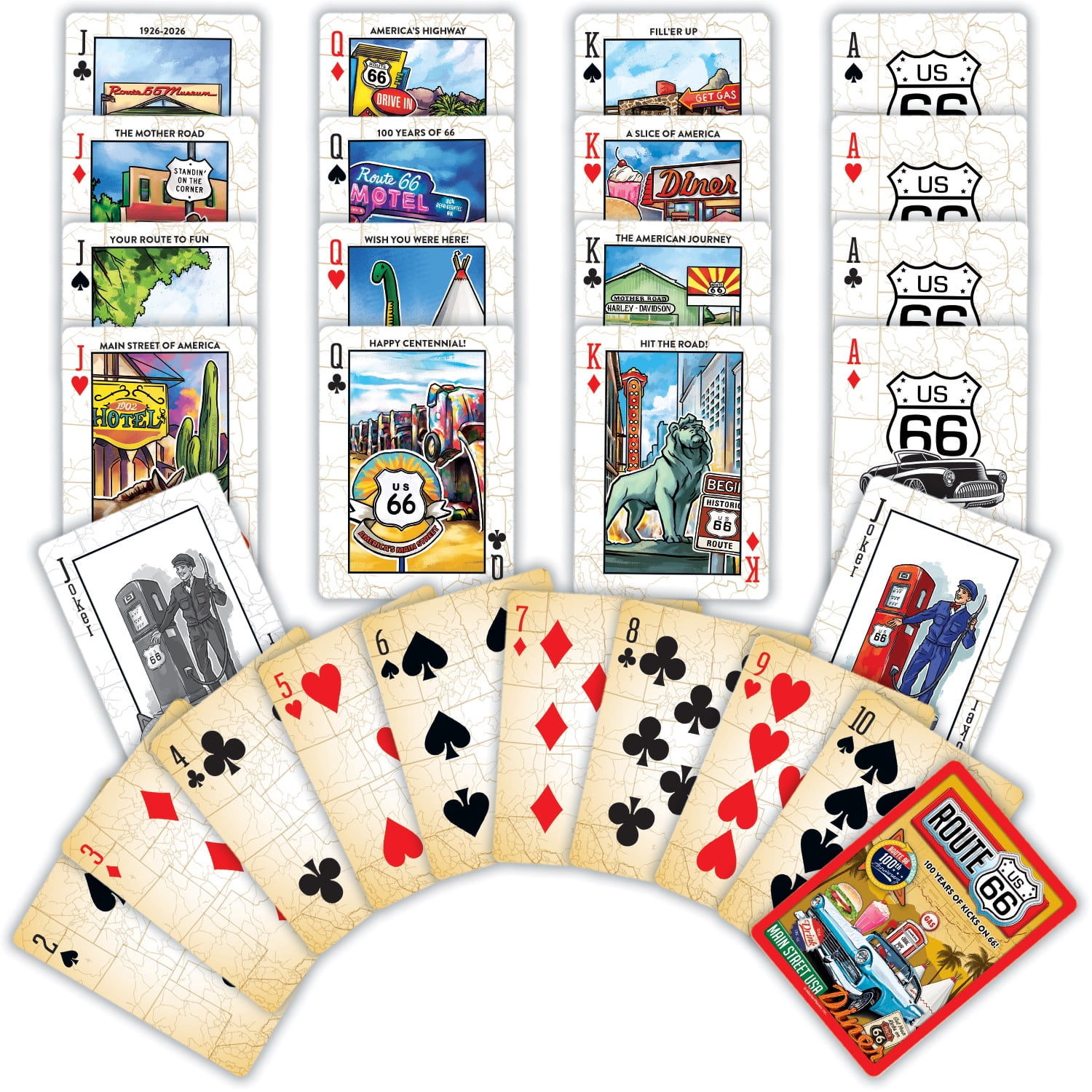 MasterPieces Officially Licensed Route 66 Playing Cards - 54 Card