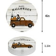 thumbnail image 1 of FMSHPON Halloween Plaid Truck with Gnome and Pumpkin Wood Grain Set of 4 Round Coaster for Drinks, Absorbent Ceramic Stone Coasters Cup Mat with Cork Base for Home Kitchen Room Coffee Table Bar Decor, 1 of 6