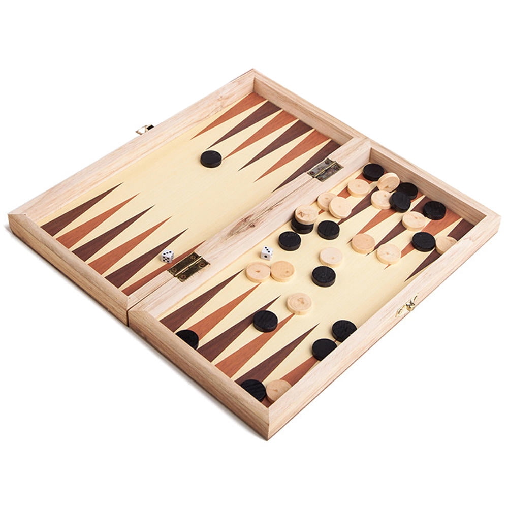 Yajisi 3-in-1 Multifunctional Wooden Chess Set, Folding Portable Travel Game Set, Chess Checkers Backgammon, 11.8x5.9x2.0in
