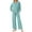 06-Aqua Sea, variant on MINTREUS Lounge Sets for Women Casual Long Sleeve Button Down Shirt and Drawstring Wide Leg Pants Two Piece Outfits with Pockets Pjs