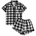 thumbnail image 5 of Pajama Sets for Women Women Soft Pajamas Set Plaid Short Sleeve Sleepwear Button down Loungewear Womens 2 Piece Lounge Set Women's Sleepwear XXL, 5 of 6