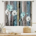thumbnail image 3 of Teal Farmhouse Daisy Kitchen Curtains Wooden Flower Small Short Cafe Window Curtains Rustic Floral Butterfly Country Bathroom Drapes Treatment Tier Curtains 2 Panels (26x24 Inch), 3 of 6