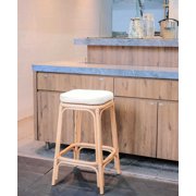 Set of 2 Natural Rattan Beige Bar Stools Exotic Boho Dining Room