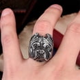 thumbnail image 3 of PAURO Men's Stainless Steel Dog Head Ring Bulldog Design Animal Jewelry Size 11, 3 of 4
