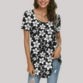thumbnail image 2 of Pisexur Hauts pour Femmes 2023 Été Grande Taille Tuniques Décontractées à Col Rond Chemises à Manches Courtes Pétale Coupe Ample Blouse Mignonne, 2 of 6