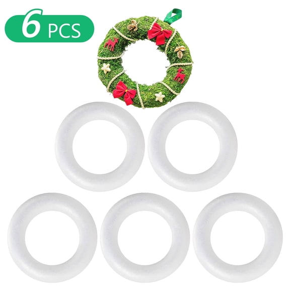 Hengbo 6 Pcs Foam Wreaths Polystyrene Foam Ring Foam Circles Ring for DIY Arts Crafts Floral Projects Decorations