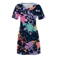 thumbnail image 5 of Robe Mini pour Femmes 2023 Été Décontractée à Manches Courtes Mignonne à Col Rond Robe Fluide à Imprimé Floral Ample Robe T-Shirt de Plage, 5 of 5