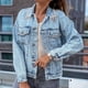 thumbnail image 2 of Chaqueta vaquera de un solo pecho con solapa de borla suelta informal a la moda para mujer Pompotops qwe15021, 2 of 9