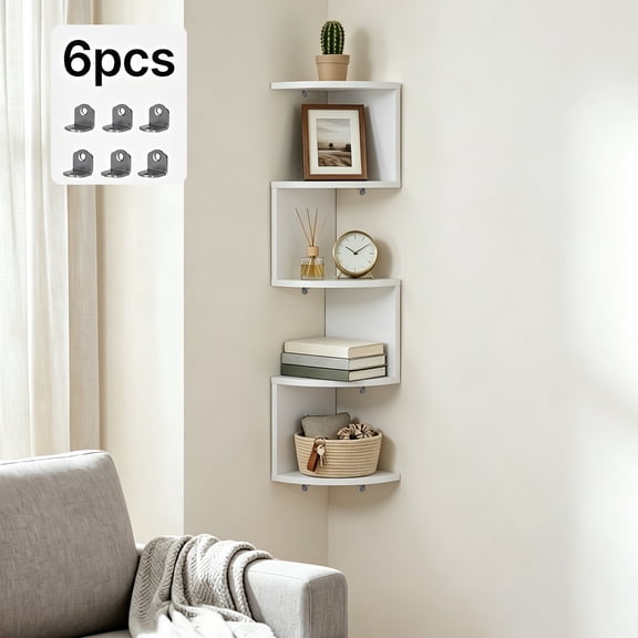 LOVEWE 5-Tier Wall-Mounted Shelving Unit,Comes with 6 Mounting Brackets
