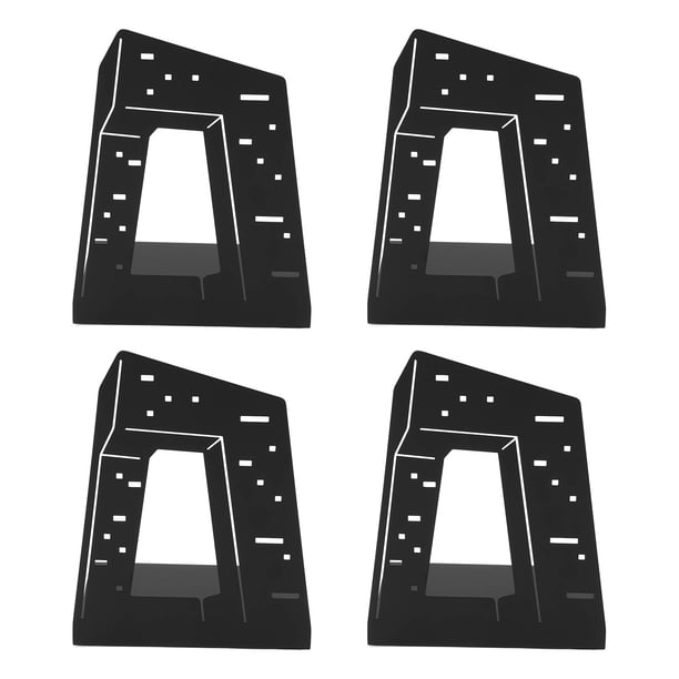Sujetalibros de estilo arquitectónico, estructura metálica, bordes redondeados negros clásicos, almohadillas de espuma, diseño delgado, soporte para libros de oficina, arquitectura, 4 Uds.