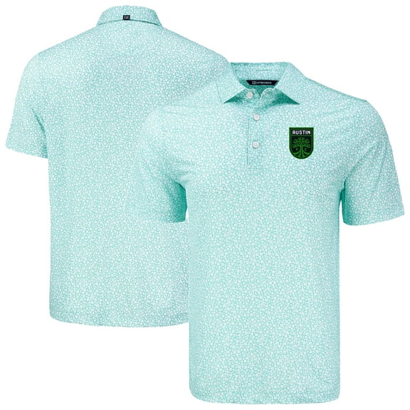 Men's-Cutter & Buck  Mint Austin FC Pike Eco Flora Print Recycled Polo