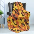 thumbnail image 4 of Camo Soft Flannel Fleece Blanket, Lively Colors Retro Style Camouflage Texture Modern Print Illustration, Cozy Plush for Indoor and Outdoor Use, 50" x 60", Yellow Orange Dried Rose, by Ambesonne, 4 of 5