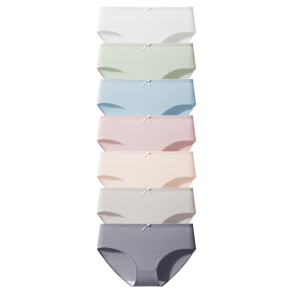LEOKE Teen Girls Underwear Cotton Panties Briefs Solid Color 7 Pack(8-10 Years)