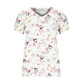thumbnail image 6 of Cyber&Monday Deals USSUMA Womens Tops Dressy Casual Women's Casual Cute Shirts Floral Print Tops Basic Summer Short Petal Sleeve Fashion Soft Blouse Loose Fit Tshirt, 6 of 7