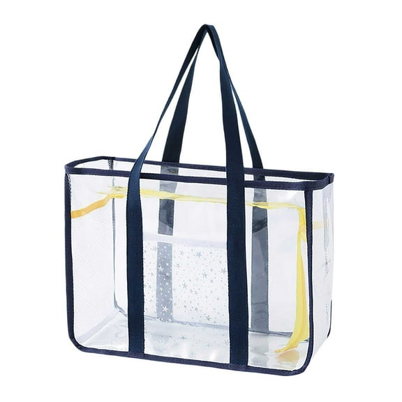 Waterproof Clear Beach Bag - Large Transparent Tote for Women with Zippered Pocket, Sandproof Shoulder Bag for Pool, Travel, Concerts & Stadium Security