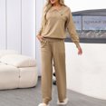 thumbnail image 5 of Ashirexll Womens Winter Sets, Womens 2 Piece Outfits, Winter Collar Fashion Loose Casual Sweater and Long Pants Knitted Long Sleeve Set, 5 of 6