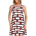 thumbnail image 1 of Fotbe Ladybugs on Black and White Striped1 Vestido de Verano sin Mangas para Mujer – Vestido Midi Línea A, Estilo Camiseta Floral, Vestido Playero Casual y Fluido, 1 of 7