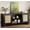 Black, variant on Litake Rattan TV Stand for 70 Inch TV, Boho Entertainment Center with Cabinets & Open Shelves, Wooden Media Console Table for Living Room, White