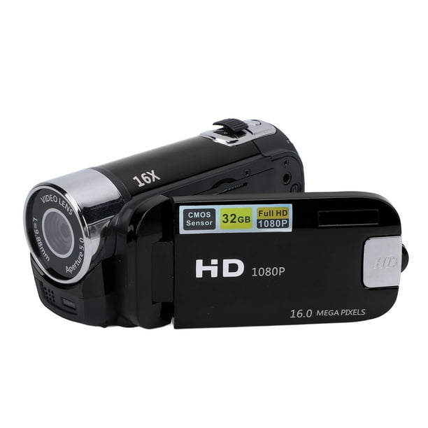 Cámara de Vídeo, Cámara Vlogging de 16 MP 1080p, Videocámara Con Zoom Digital 16x Antivibración Con Pantalla A Color de Rotación de 2,4 Pulgadas y Luz de Relleno, Grabación