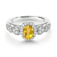 thumbnail image 2 of Gem Stone King 925 Sterling Silver Yellow Citrine and White Moissanite Engagement Ring for Women | 0.93 Cttw | Oval 7X5MM | Gemstone November Birthstone | Size 7, 2 of 3