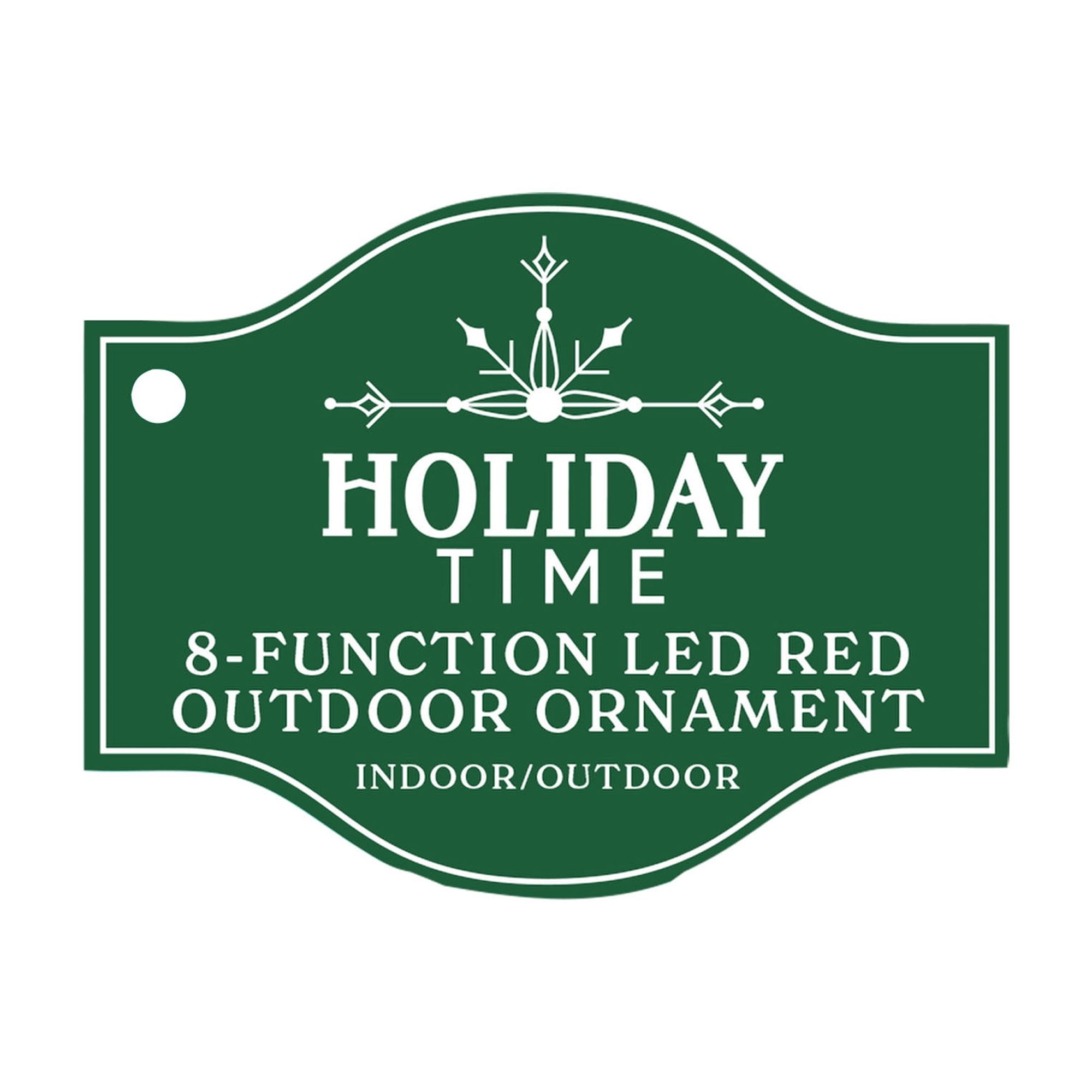 Indoor/Outdoor Light-Up 8-Function Christmas Ornament Decoration with 100 LED Lights, Red, 11.8", by Holiday Time