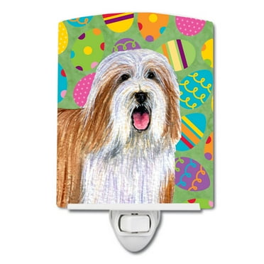Caroline's Treasures LH9420CNL Bearded Collie Easter Eggtravaganza Ceramic Night Light, 6x4x3", multicolor