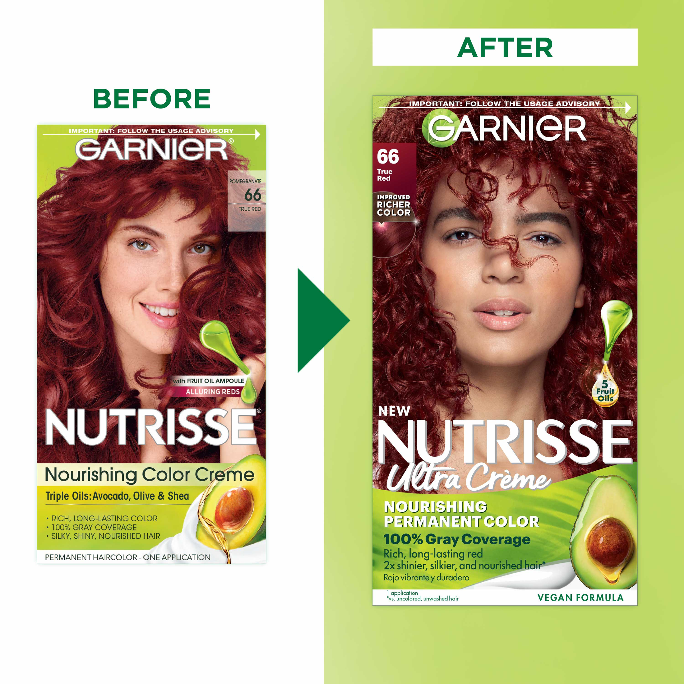 Garnier Nutrisse Nourishing Hair Color Creme, 066 True Red Pomegranate - image 3 of 11