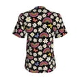 thumbnail image 3 of Uemuo Rainbow Flowers Printed Women's Classic V-Neck T-Shirt - Soft, Breathable, Moisture-Wicking, Perfect for Casual, Office, Travel, and Everyday Wear-XX-Large, 3 of 5