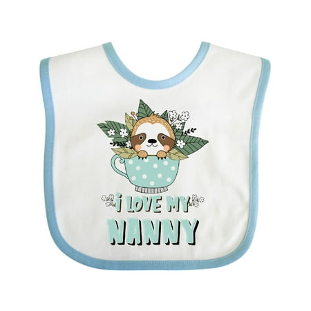 

Inktastic Teacup Raccoon I Love My Nanny Gift Baby Boy or Baby Girl Bib