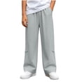 thumbnail image 3 of Acaics Boys' Wide Leg Casual Pants, Elastic High Waist Lightweight Loose Trousers with Side Pockets for Daily Outdoor Back to School Outfits, Sizes 3–15, 3 of 8