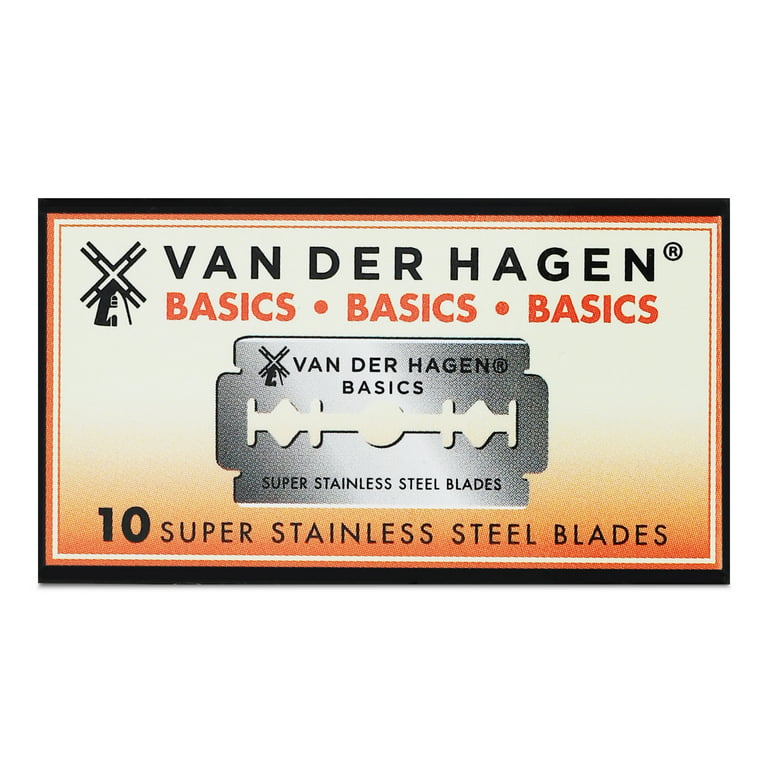 Van Der Hagen Basics Double Edge Razor Blades, Stainless Steel, 10 Count 