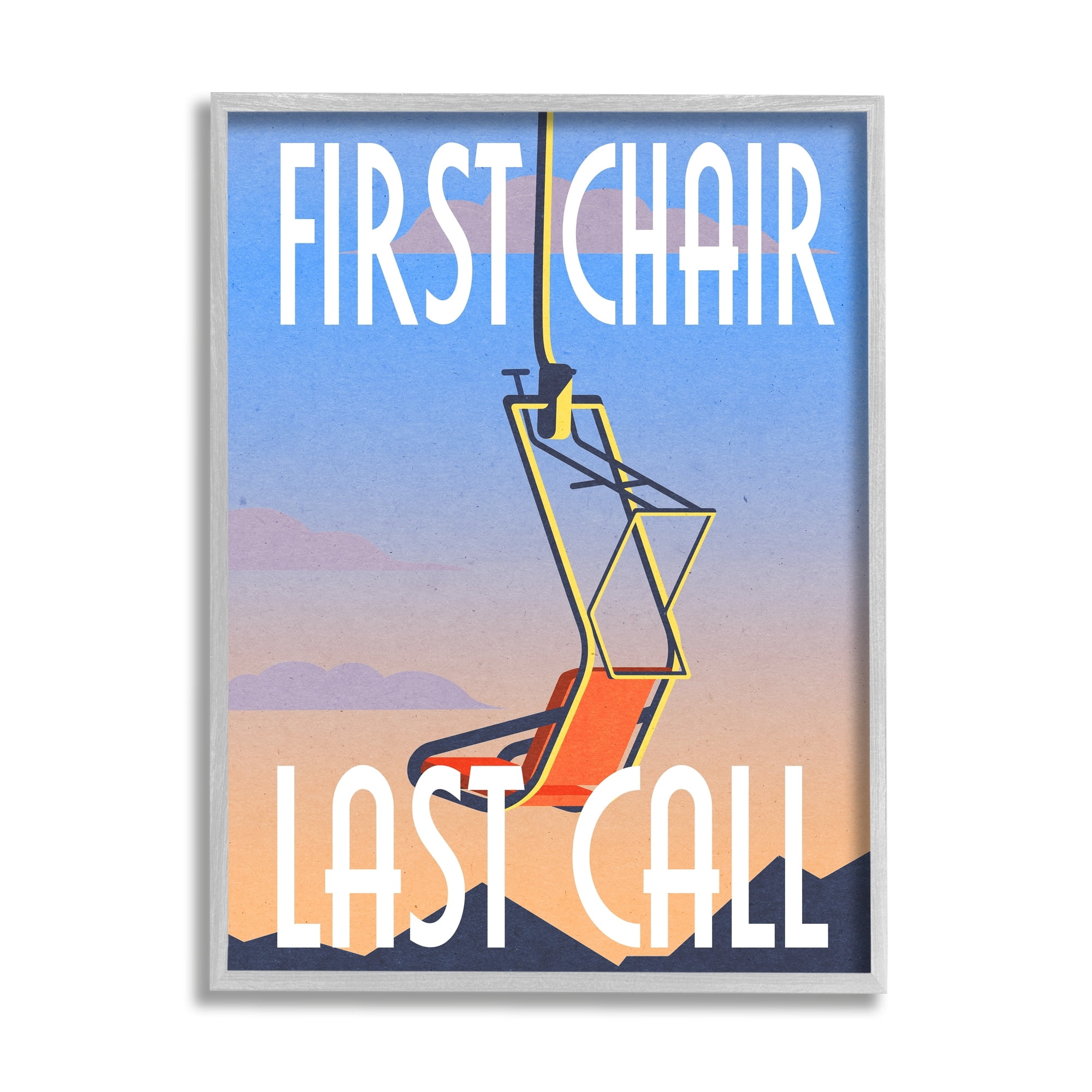 Stupell Industries First Chair Last Call Winter Ski Sport Phrase, 24 x 30, Design by Daphne Polselli