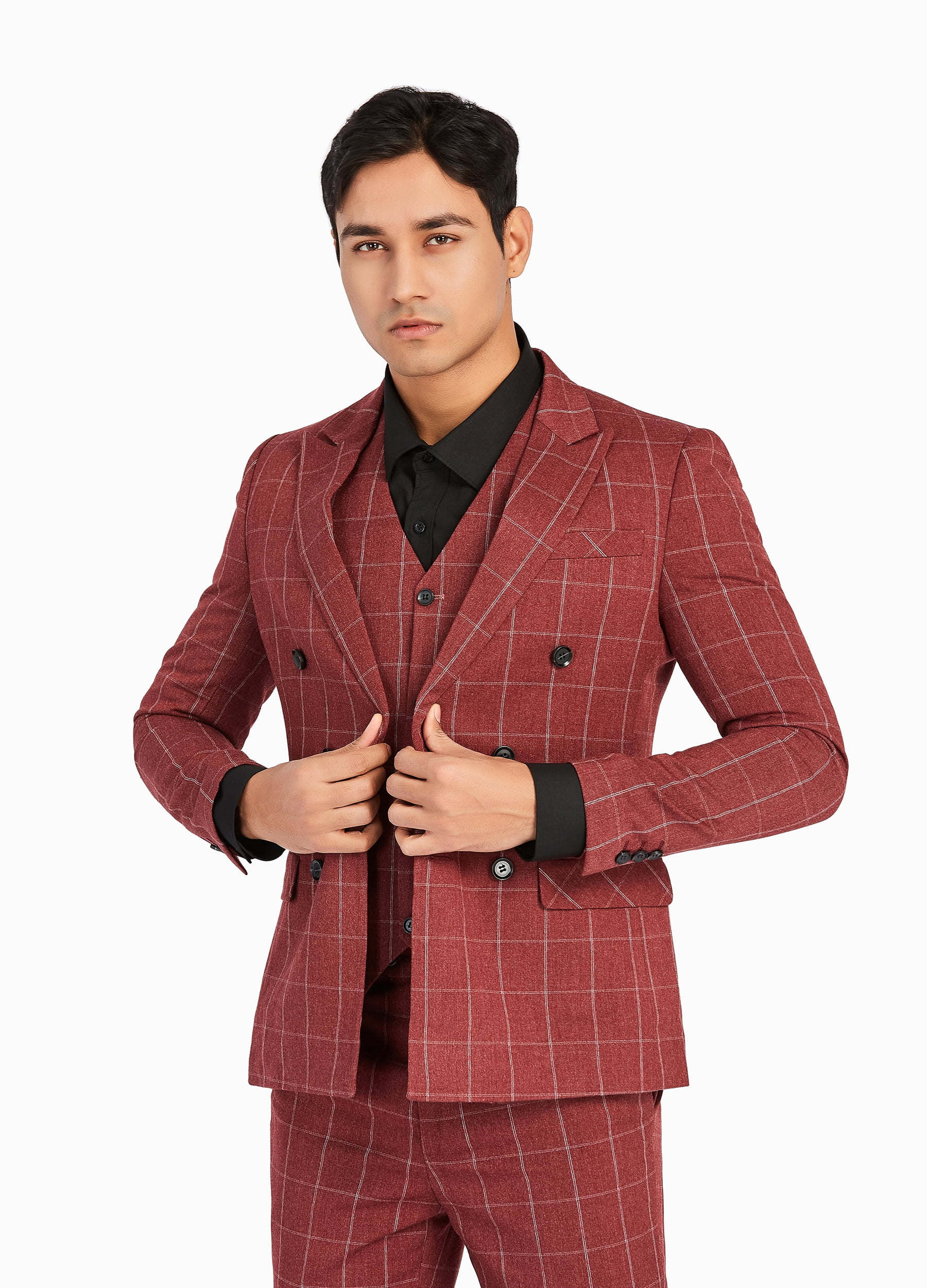 Red check clearance coat pant