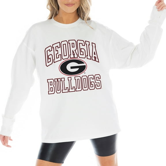 Women's Gameday Couture White Georgia Bulldogs Mind Games Oversized Long Sleeve T-Shirt