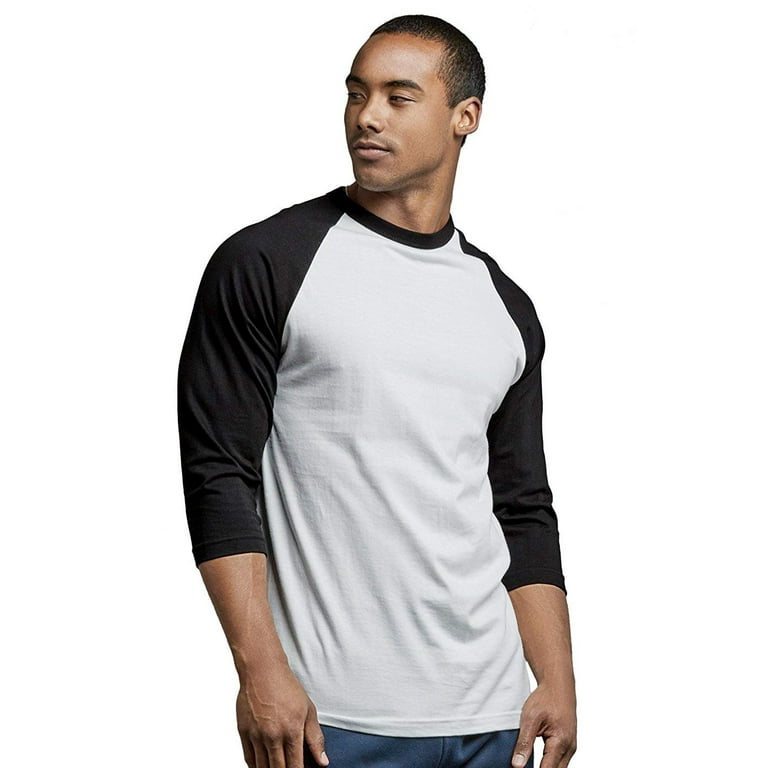 DailyWear Mens Casual Long Sleeve Plain Baseball Cotton T Shirts RED/White,  Medium 